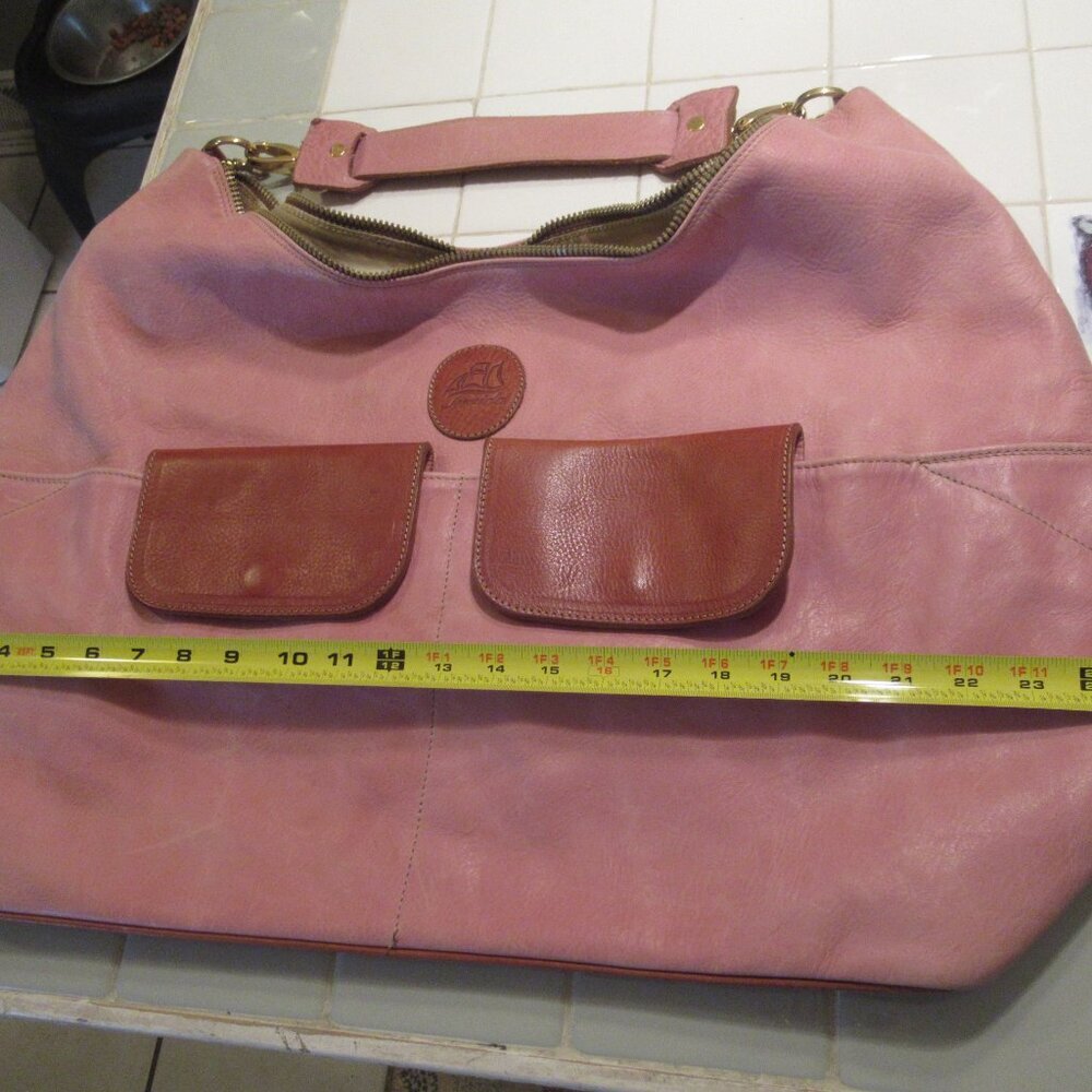 Terrida Tote Shopper Bag Colorful Bag XL Pink Leather - Picture 11 of 13